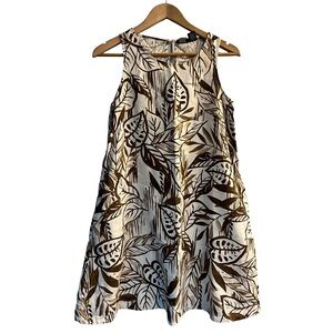 Tahari Linen Tan Tropical Shift Dress Size XS